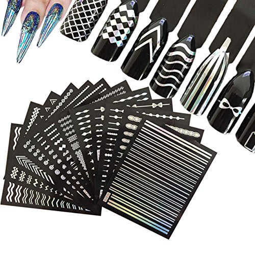 Wrapables 12 Sheets Holographic Nail Stickers