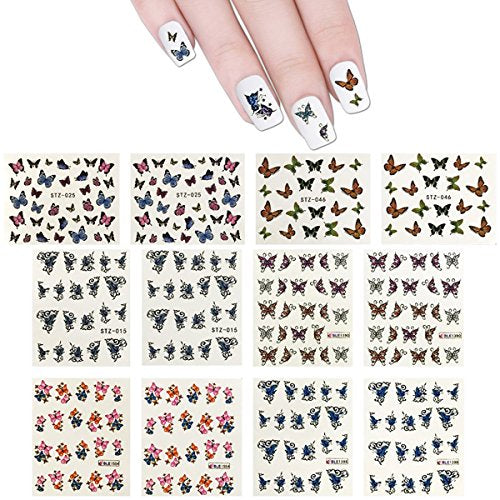 Wrapables 30 Sheets Butterflies Water Slide Nail Art Nail Decals Water Transfer Nail Decal