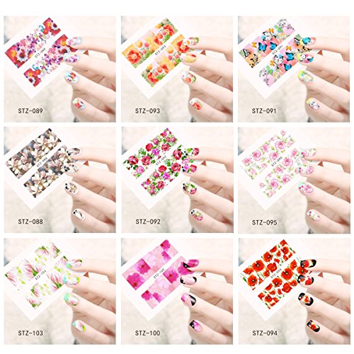 Wrapables Flowers Water Slide Nail Art Decals Water Transfer Nail Decal Sheets (50 sheets)