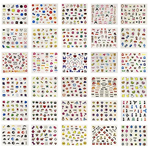 Wrapables 30 Sheets Funky Patterns Nail Art Nail Stickers 3d Nail Decals Nail Art for Children