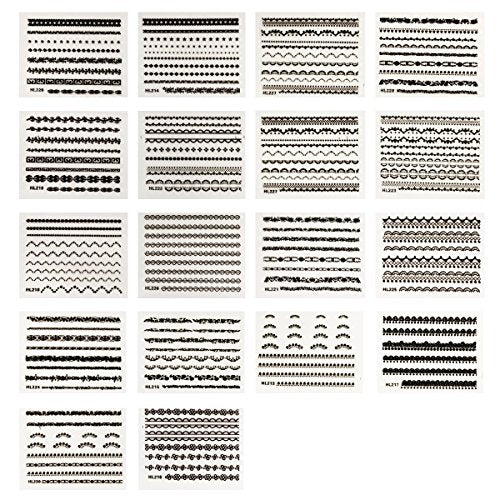 Wrapables Black Lace Nail Stickers Nail Art Lace Nail Decals, Random Mix (set of 30)