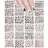 Wrapables 24 Sheets Butterfly with Gold & Silver Trim Nail Stickers Nail Art Set