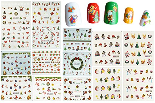 Wrapables Christmas Water Slide Nail Art Decals Water Transfer Nail Decals (44 sheets/Over 800 decals)