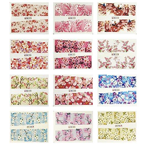 Wrapables 12 Sheets Blossoms Flower Water Slide Nail Art