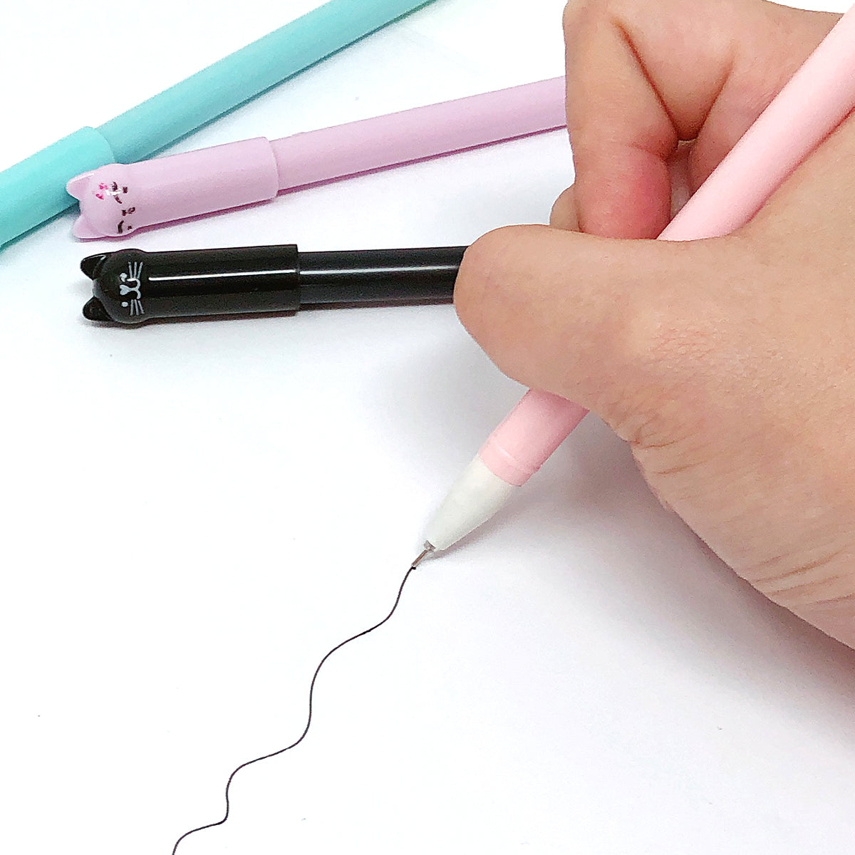 sencoo Cute Cat Pens Girls Gel Pens Black Ball Point Pens for School Office Supplies Students Gift 6 Pcs
