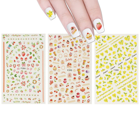 Wrapables Fingernail Stickers Nail Art Nail Stickers Self-Adhesive Nail Stickers 3D Nail Decals - Bows, Hearts & Flowers (3 designs/6 sheets)