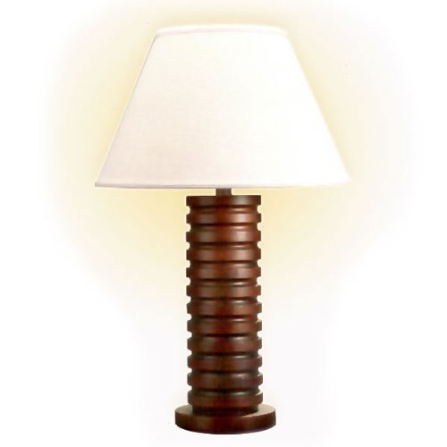 Grooved Wood Cylinder Table Lamp