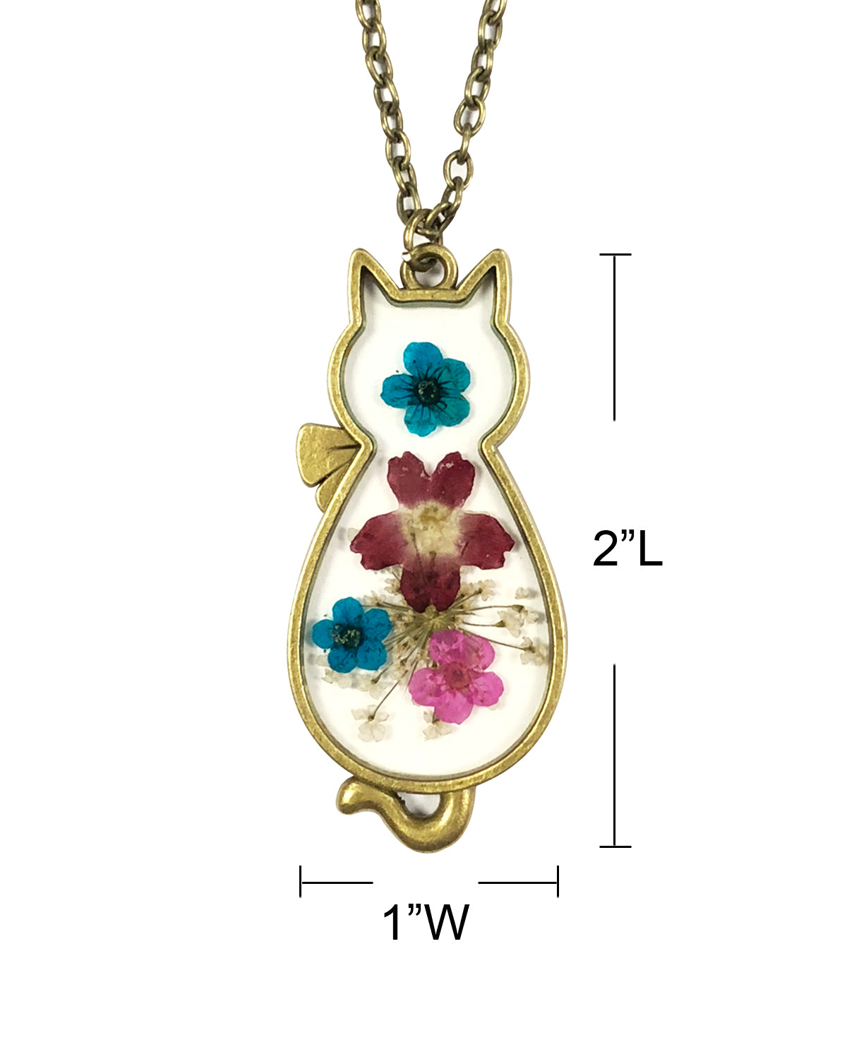 Wrapables Dry Flower Cat Pendant Necklace
