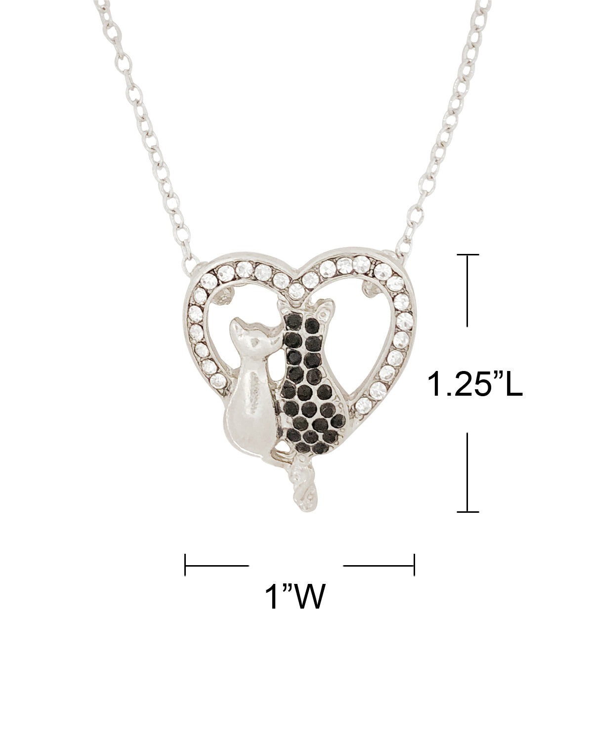 Wrapables Black and White Cat Lovers Heart Pendant Necklace