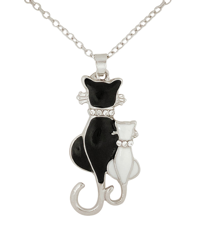 Wrapables® Black and White Cat Pendant Necklace