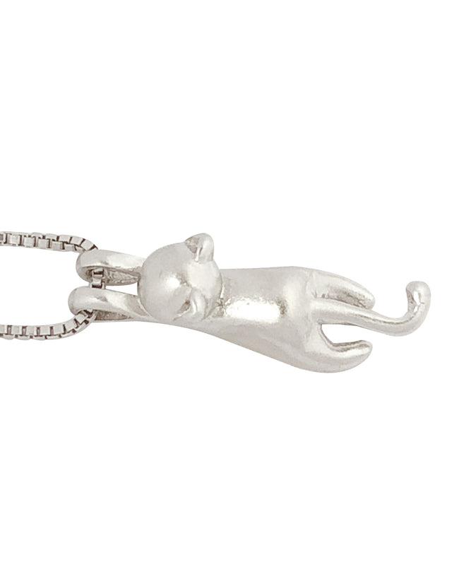 Wrapables® 925 Sterling Silver Plated Cute Hanging Cat Pendant Necklace