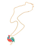 Wrapables Vibrant Rooster Necklace with Rhinestones