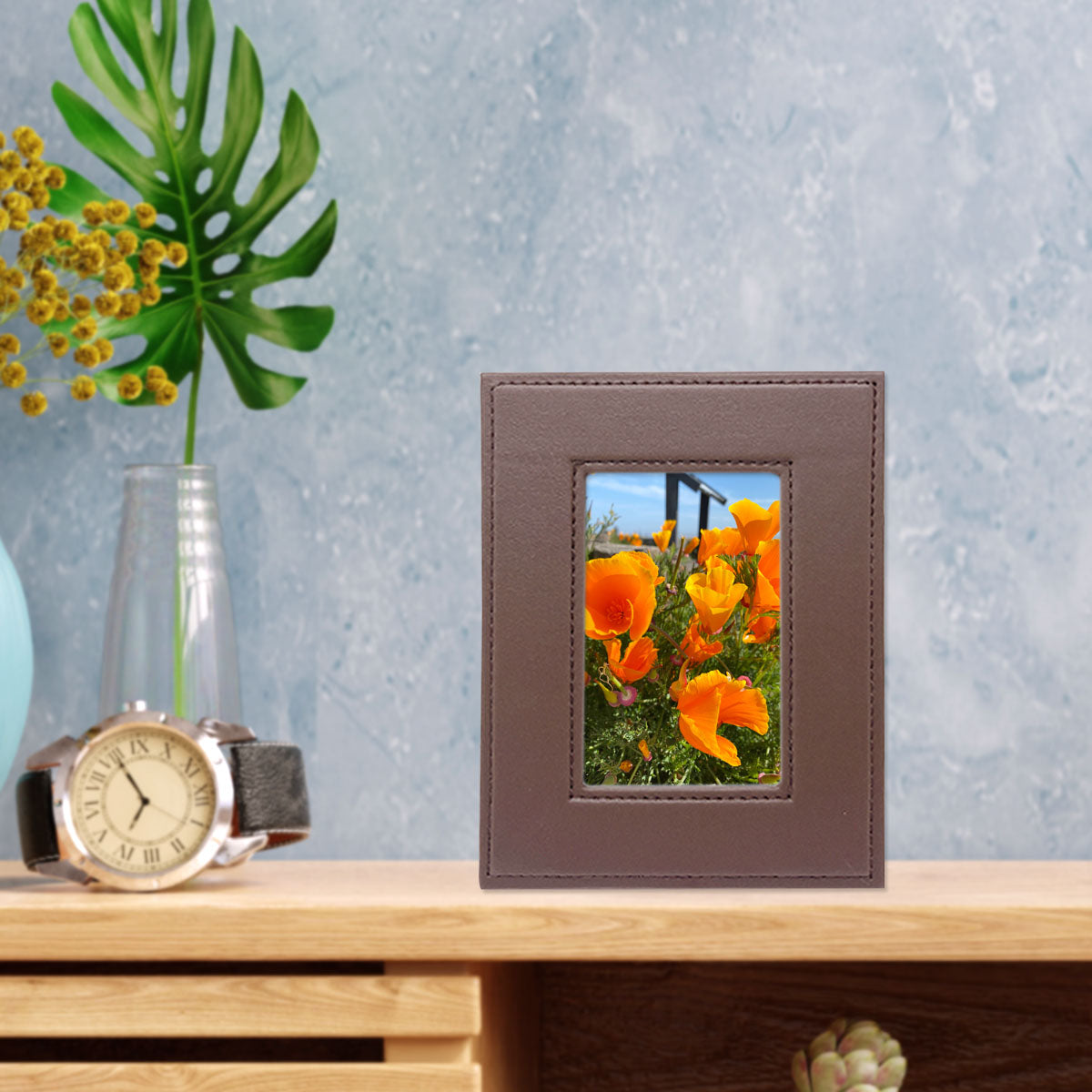 Faux Leather Photo Frames (set of 3)