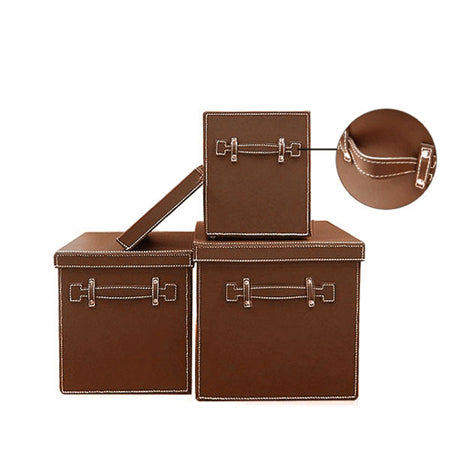 Cairo Faux Leather Storage Boxes (Set of 3)