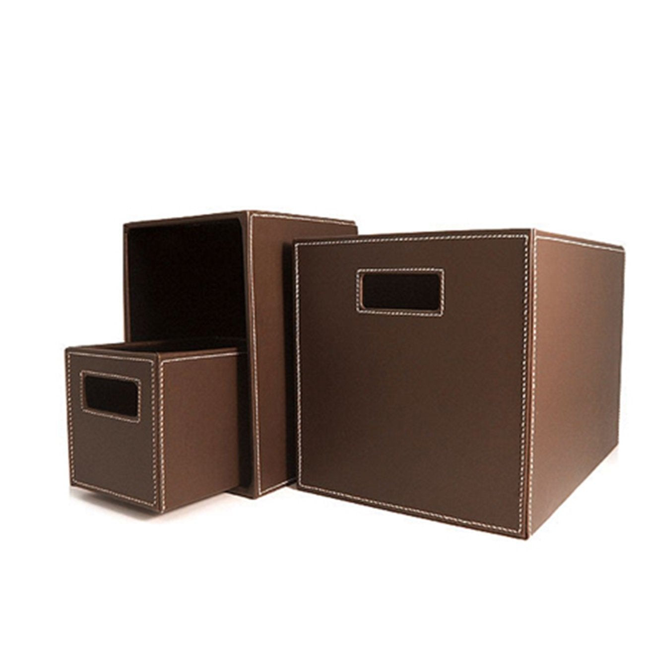 London Leather Storage Totes (Set of 3)