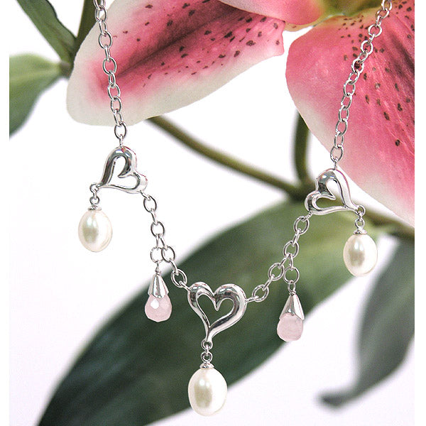 Heart Rose Quartz Briolette Necklace