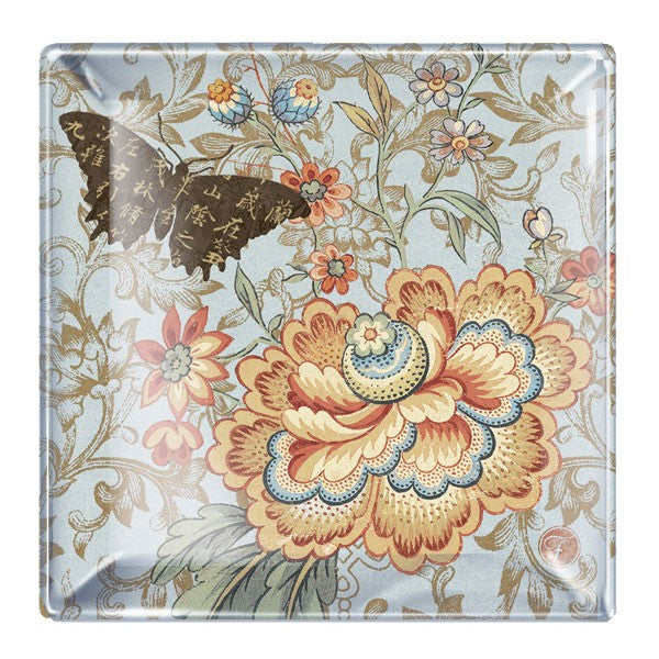 Butterfly Floral Printed Glass Plate - Small(4.5" x 4.5")