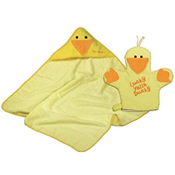 Yellow Ducky Hooded Towel & Bath Mitt Set