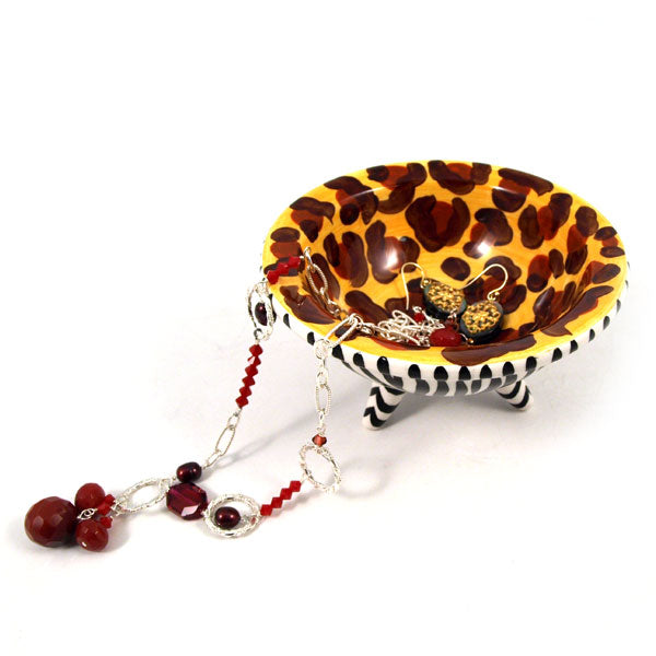 Animal Print Zepard Footed Jewelry Dish