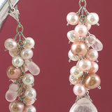 Sweet Pink Cluster Drop Earrings