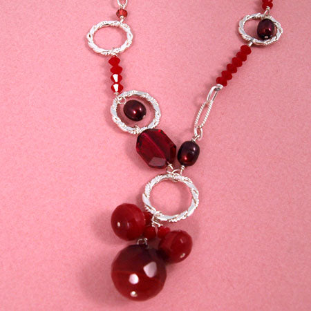 Sweet Ruby Colored Crystal Necklace