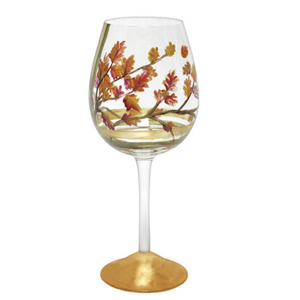 Fall Leaves Red Wine Glass