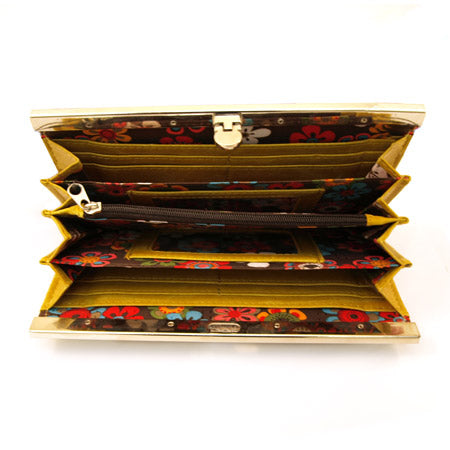 Metallic Clasp Toffee Clutch