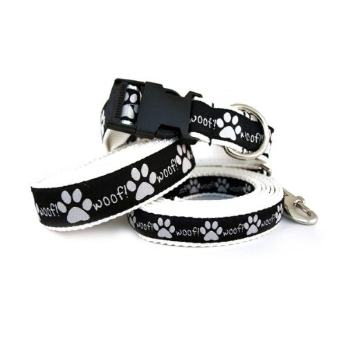 Paws Black & White Woof Collar