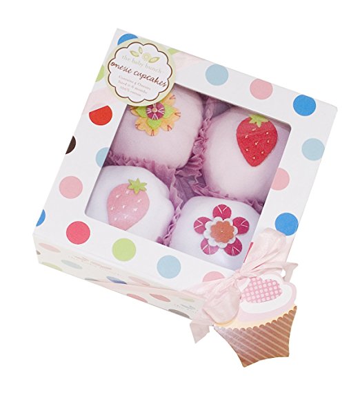 The Baby Bunch Cupcakes Box of Four - Pink and White, 0-6 Months