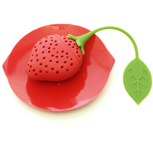 Silicone Tea Infuser & Cup Lid - Strawberry