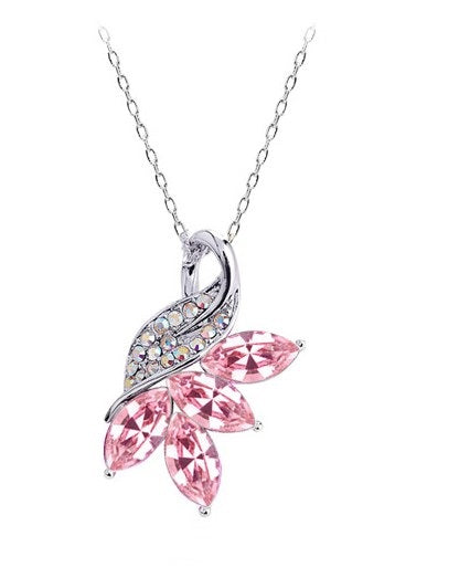 Crystal Leaves Pendant Necklace