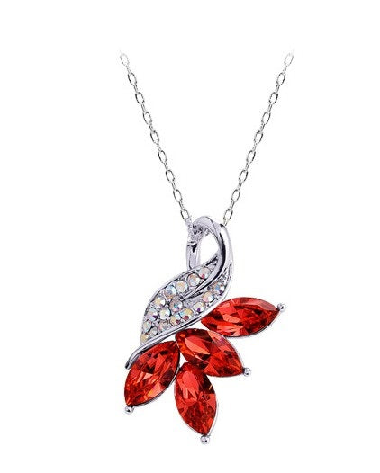 Crystal Leaves Pendant Necklace
