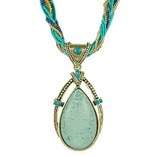 Gemstone Teardrop Pendant Necklace