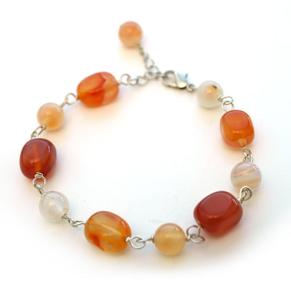 Multi-Colored Agate Bracelet, 7 inches with Extendable Chain