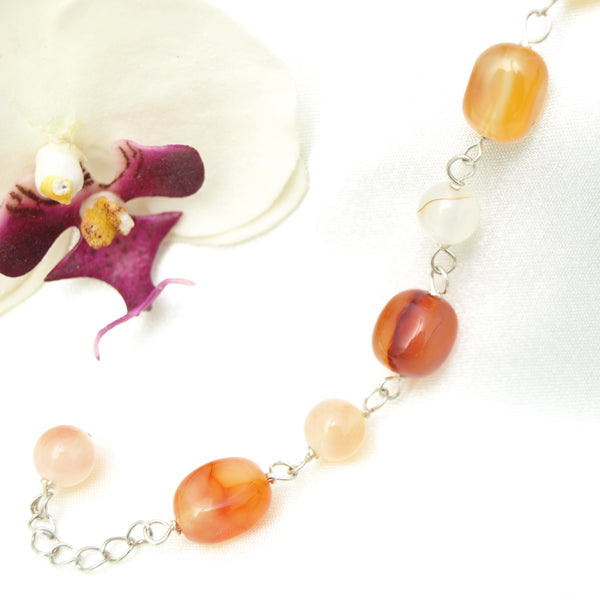 Multi-Colored Agate Bracelet, 7 inches with Extendable Chain