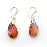 Amber Colored Austrian Crystal Teardrop Earrings