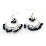 Black Crystal Round Chandelier Earrings