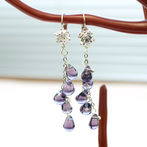 Purple Crystal Dangle Earrings