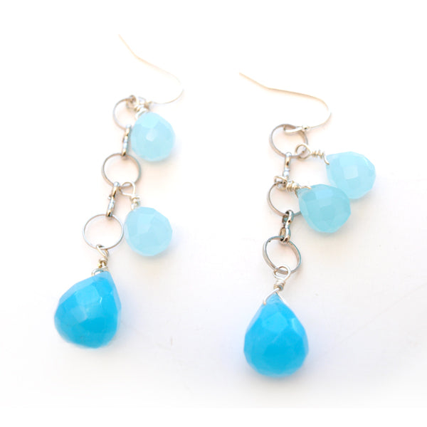 Blue Crystal and Quartz Dangle Earrings