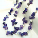 Amethyst and Pearl Long Necklace, 39.4 inches