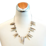 Long Shell Necklace with Brown Crystals, 19 inches