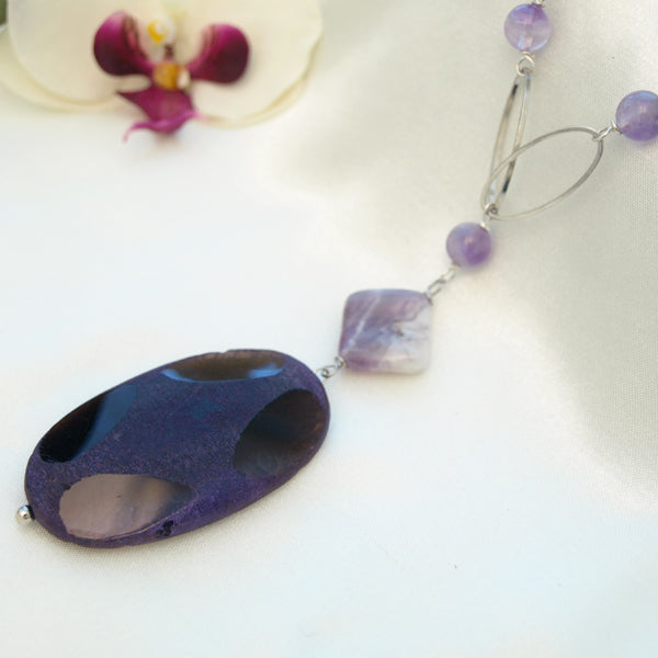 Royal Purple Drop Pendant Necklace, 21 inches