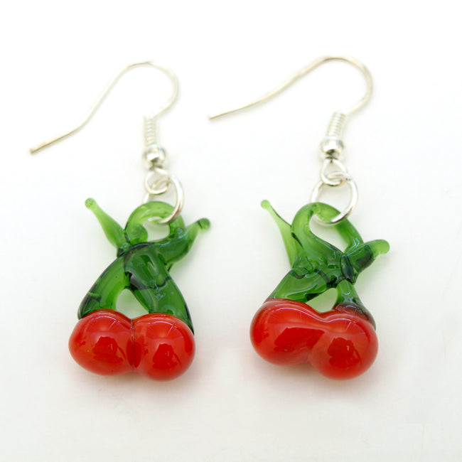 Glazed Fruit Earrings - Cherry