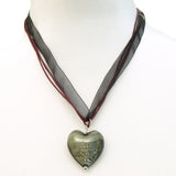 Glazed Heart Pendant Ribbon Necklace