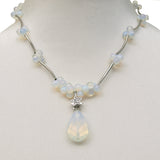 Opal Clusters with Teardrop Pendant Necklace, 17 inches