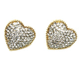 Gold Plated Rhinestone Heart Earrings