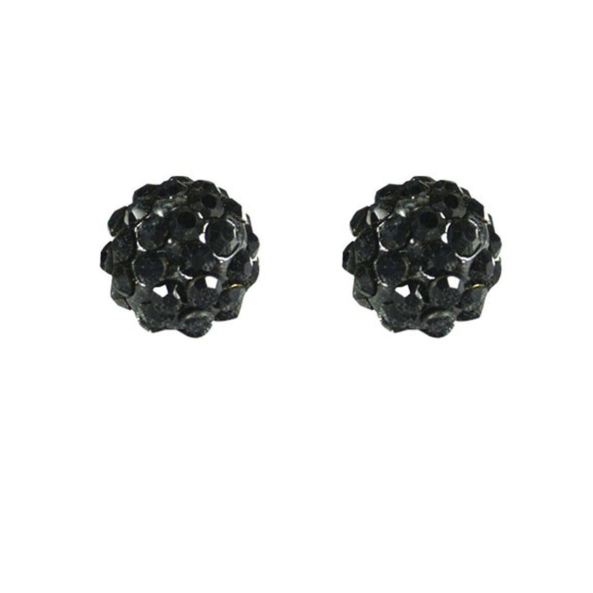 Black Crsytal Ball Sterling Silver Stud Earrings