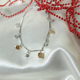 Cubic Zirconia Crystals with Silver Plating Anklet