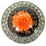 Peach Flower Purse Hook Hanger with Rhinestones