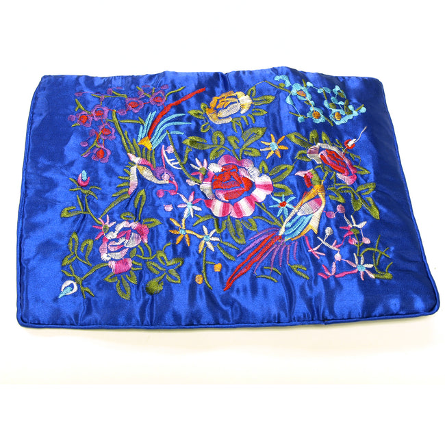 Large Silk Embroidered Jewelry Rolls - Royal Blue